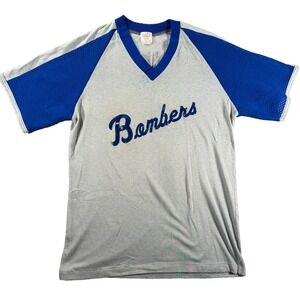 VTG 80s Dodger Sportswear Mesh Sleeve Baseball Shirt SMALL  V-Neck USA Made